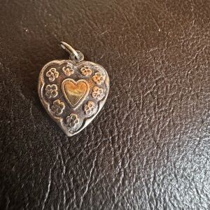 Antique Old Sterling Silver Heart Charm With ForGet Me Knot Design Nice!